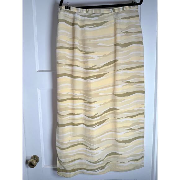 Josephine Chaus Yellow 100% Silk Skirt 💛 Size 16 💛 Tiger / Camo Print - Picture 3 of 5